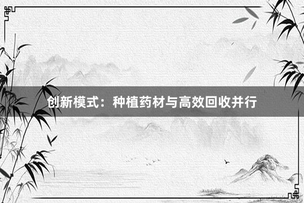 创新模式：种植药材与高效回收并行